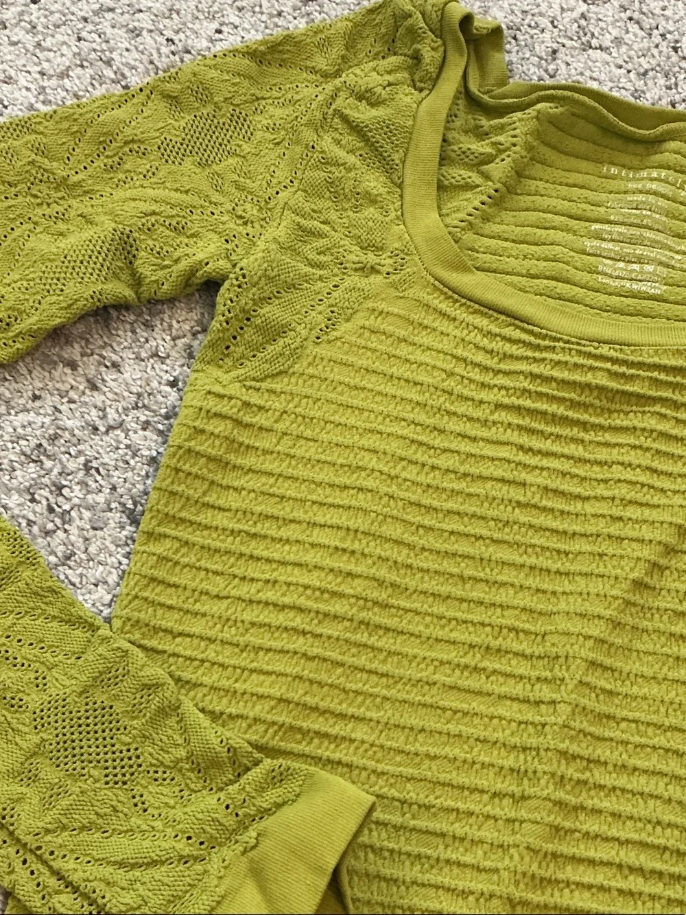 Free People Cutout Long Sleeve Seamless Top ~ Chartreuse